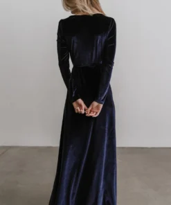 BB Custom Esmerelda Velvet Wrap Maxi Dress | Navy 2 BB Custom Esmerelda Velvet Wrap Maxi Dress | Navy