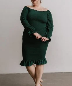 BB Custom Esther Smocked Midi Dress | Green
