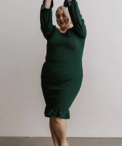 BB Custom Esther Smocked Midi Dress | Green