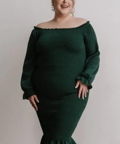 BB Custom Esther Smocked Midi Dress | Green