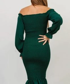 BB Custom Esther Smocked Midi Dress | Green