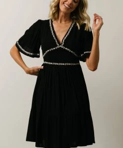 IL Evania Embroidered Mini Dress | Black