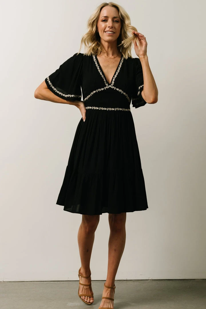 IL Evania Embroidered Mini Dress | Black IL Evania Embroidered Mini Dress | Black
