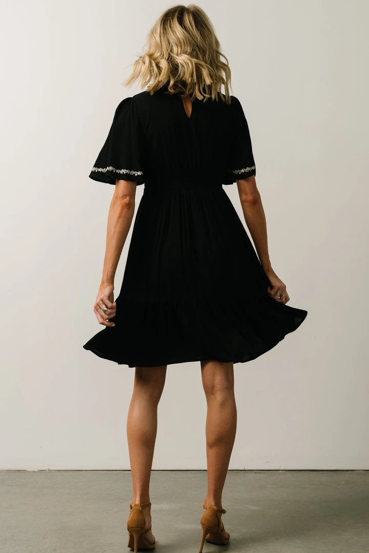 IL Evania Embroidered Mini Dress | Black IL Evania Embroidered Mini Dress | Black