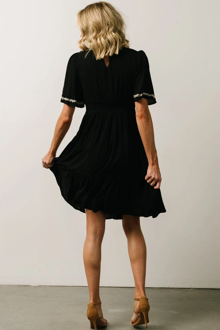 IL Evania Embroidered Mini Dress | Black IL Evania Embroidered Mini Dress | Black