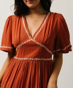 IL Evania Embroidered Mini Dress | Terracotta