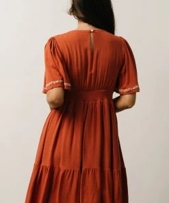 IL Evania Embroidered Mini Dress | Terracotta