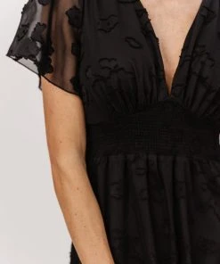 RR Evelyn Smocked Maxi Dress | Black