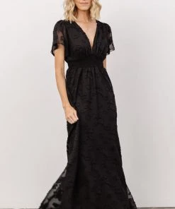 RR Evelyn Smocked Maxi Dress | Black