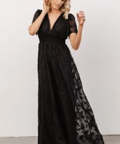 RR Evelyn Smocked Maxi Dress | Black