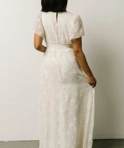 RR Evelyn Smocked Maxi Dress | Off White Dresses