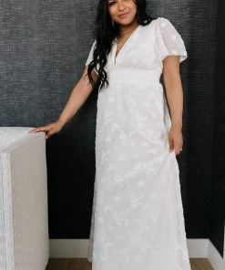 RR Evelyn Smocked Maxi Dress | Off White Dresses