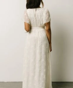 RR Evelyn Smocked Maxi Dress | Off White Dresses