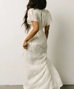 RR Evelyn Smocked Maxi Dress | Off White Dresses