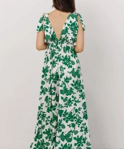 DD Dresses Everlee Tie Tank Maxi Dress | White + Green Floral