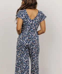 GIL Evie V Neck Jumpsuit | Navy Multi Floral