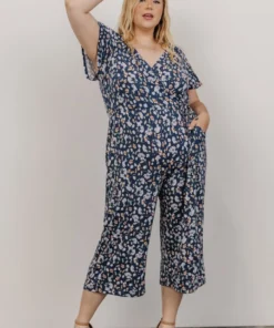 GIL Evie V Neck Jumpsuit | Navy Multi Floral