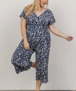 GIL Evie V Neck Jumpsuit | Navy Multi Floral