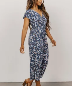GIL Evie V Neck Jumpsuit | Navy Multi Floral