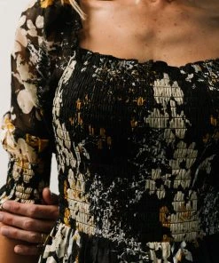 BB Custom Fabian Jacquard Midi Dress | Black Floral