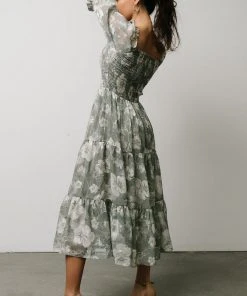 BB Custom Dresses Fabian Jacquard Midi Dress | Dusty Sage