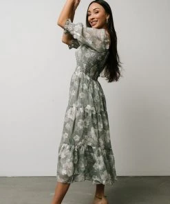 BB Custom Dresses Fabian Jacquard Midi Dress | Dusty Sage