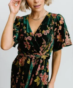 Baltic Born Fabric Swatch - Uma Velvet | Green Floral Fabric Swatches