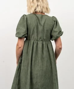 POL Felipa Corduroy Mini Dress | Dusty Green Dresses