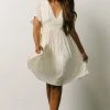 IL Fiona Pintuck Pleat Mini Dress | Cream Dresses