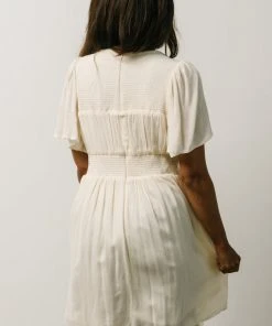 IL Fiona Pintuck Pleat Mini Dress | Cream Dresses