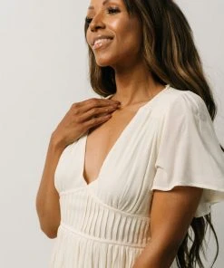 IL Fiona Pintuck Pleat Mini Dress | Cream Dresses