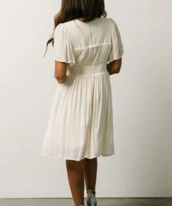 IL Fiona Pintuck Pleat Mini Dress | Cream Dresses