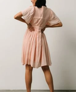 IL Fiona Pintuck Pleat Mini Dress | Peach Dresses