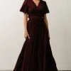 Soi Francine Pleated Wrap Maxi Dress | Burgundy Dresses