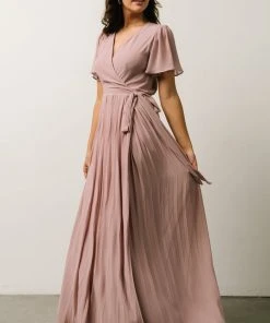Soi Francine Pleated Wrap Maxi Dress | Dusty Rose