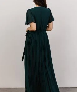 Soi Francine Pleated Wrap Maxi Dress | Emerald
