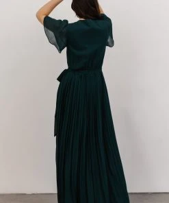 Soi Francine Pleated Wrap Maxi Dress | Emerald