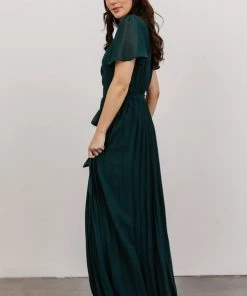 Soi Francine Pleated Wrap Maxi Dress | Emerald