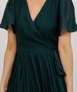 Soi Francine Pleated Wrap Maxi Dress | Emerald