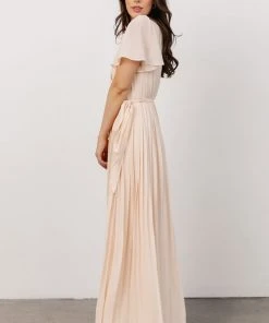 Soi Francine Pleated Wrap Maxi Dress | Light Peach Dresses