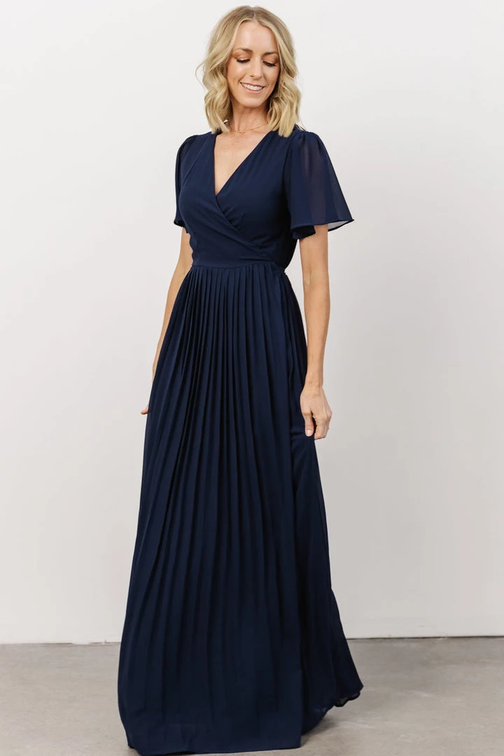 Soi Francine Pleated Wrap Maxi Dress | Navy Dresses Soi Francine Pleated Wrap Maxi Dress | Navy Dresses
