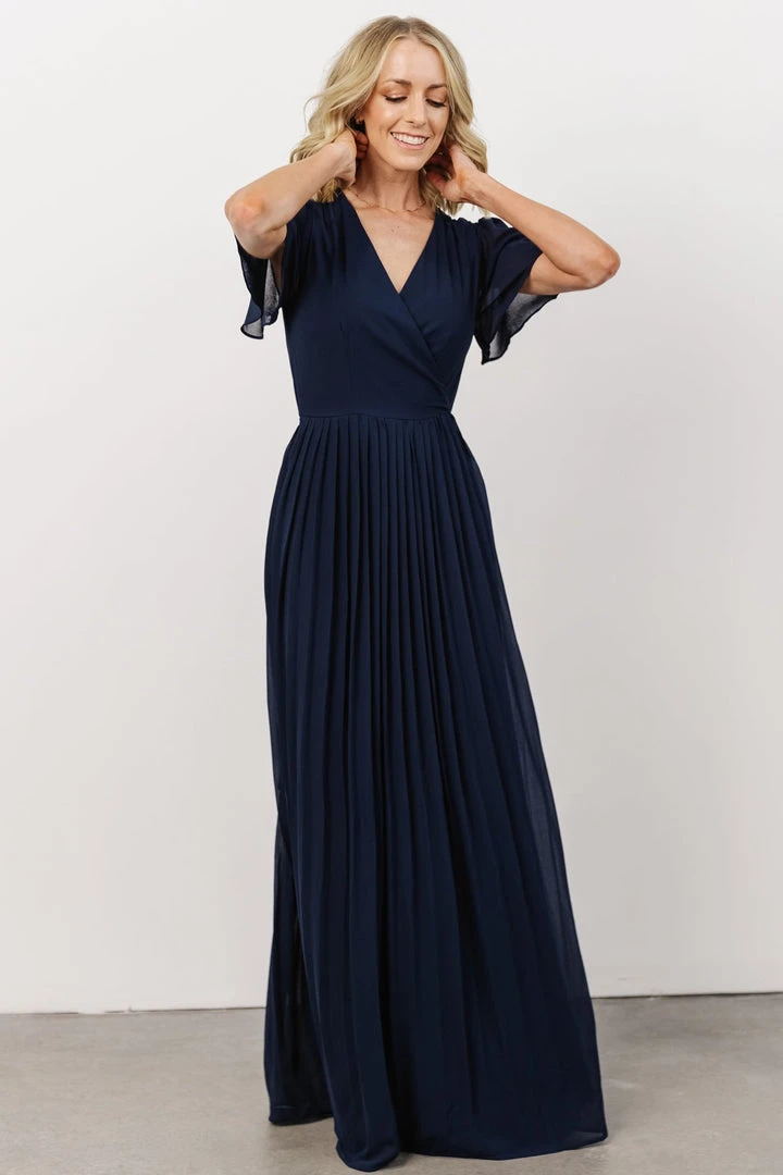 Soi Francine Pleated Wrap Maxi Dress | Navy Dresses Soi Francine Pleated Wrap Maxi Dress | Navy Dresses