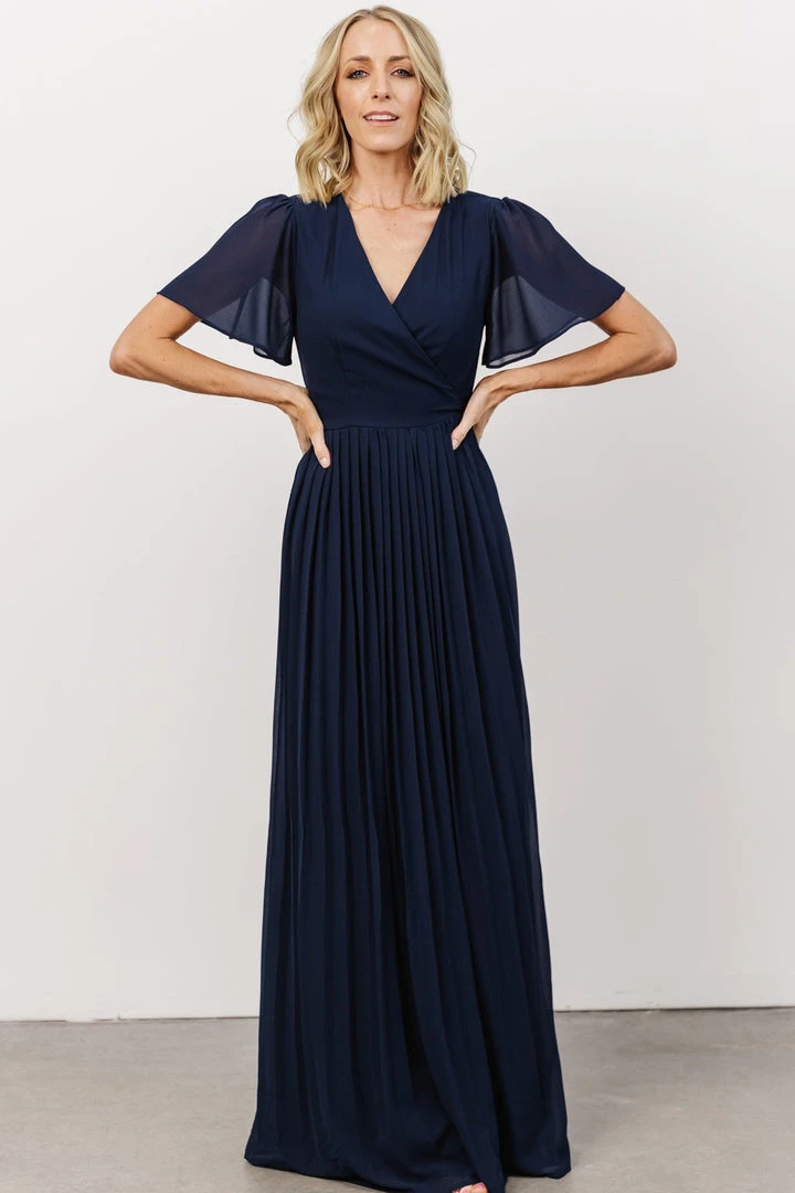 Soi Francine Pleated Wrap Maxi Dress | Navy Dresses Soi Francine Pleated Wrap Maxi Dress | Navy Dresses