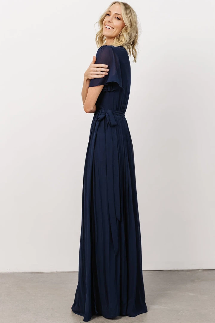 Soi Francine Pleated Wrap Maxi Dress | Navy Dresses Soi Francine Pleated Wrap Maxi Dress | Navy Dresses