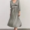POL Gabriella Satin Midi Dress | Eucalyptus