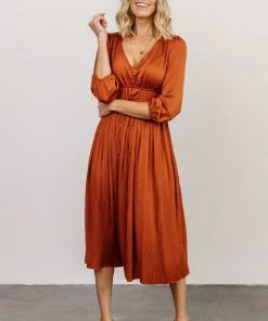 POL Gabriella Satin Midi Dress | Spice Dresses