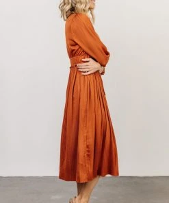 POL Gabriella Satin Midi Dress | Spice Dresses