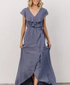 Soi Gaia Tulip Wrap Dress | Slate Blue
