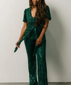 RR Glasgow Sequin Jumpsuit | Emerald