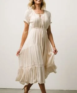 IL Greer Pintucked Midi Dress | Cream